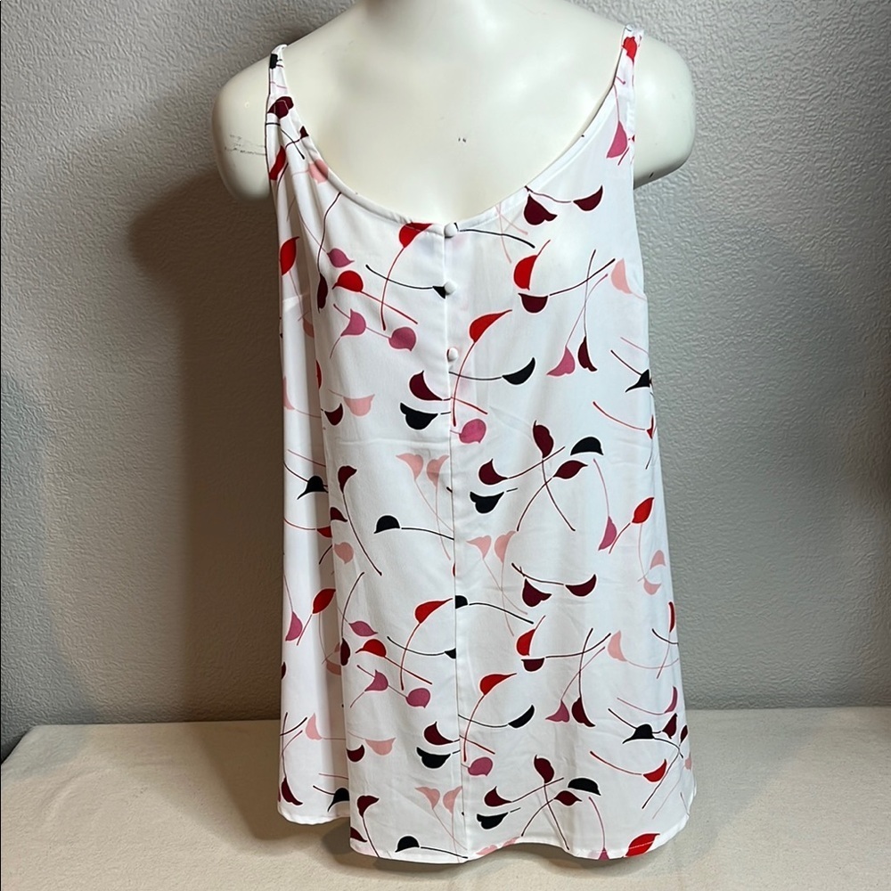 🛍️ 4 for $25 Lane Bryant White & Red Print Sleeveless Tank Top – Size 14
